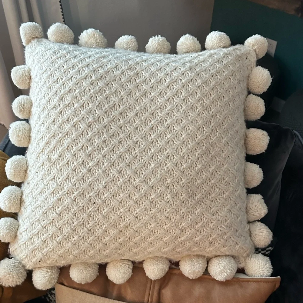 Pendleton Decorative Accent Throw Pillow Burnt Orange Knit Checkered Feather